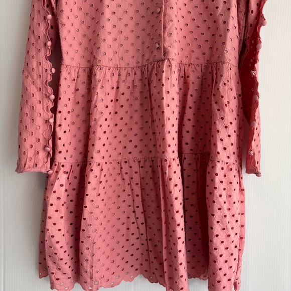 Antonio Melani Patricia Eyelet dress soft coral pink color buttons down sleeves - Picture 3 of 14